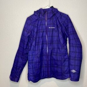 Columbia Purple Plaid Waterproof Jacket Size Small